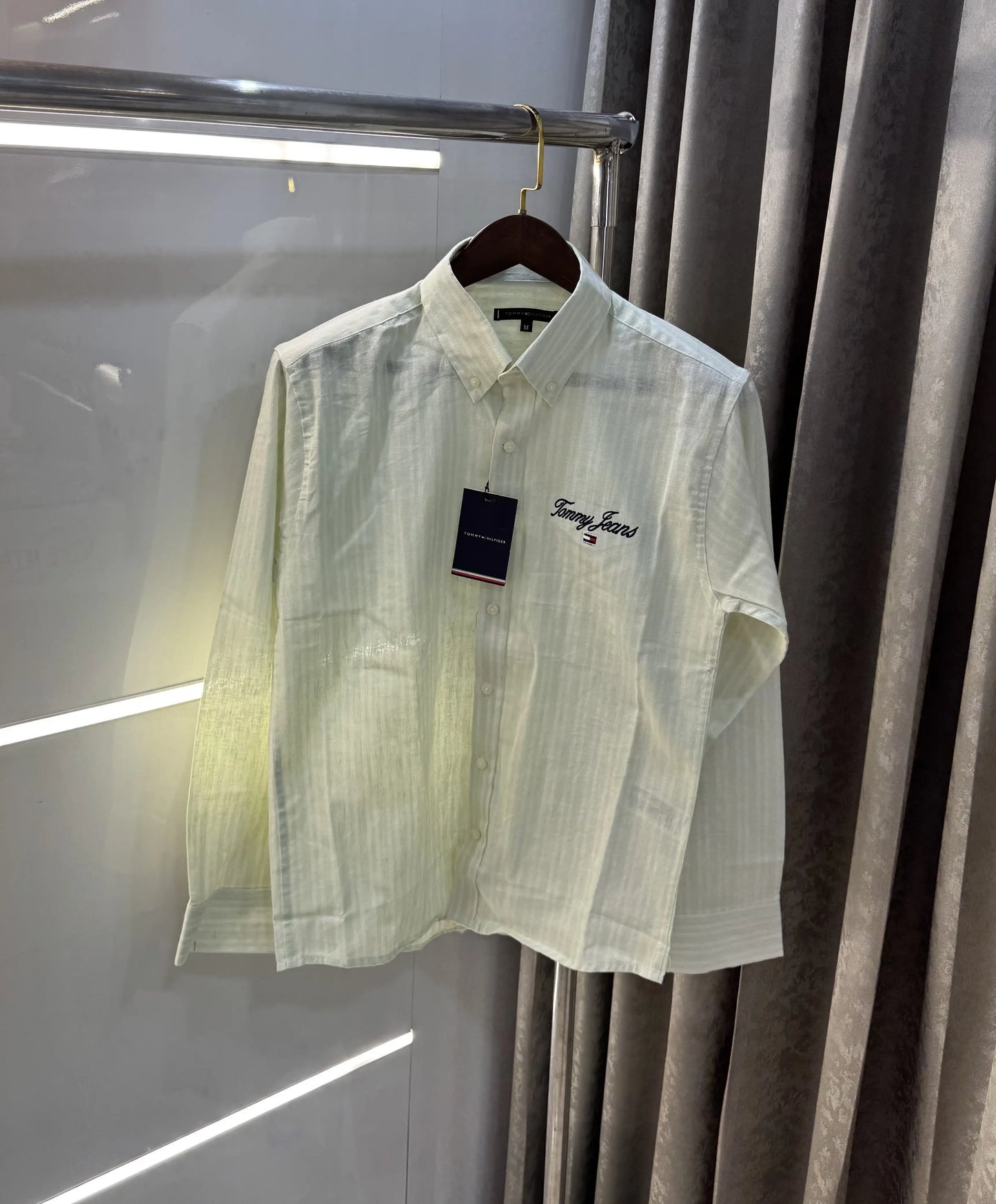 Tommy Hilfiger Green Embroidery Logo Work Premium Shirt