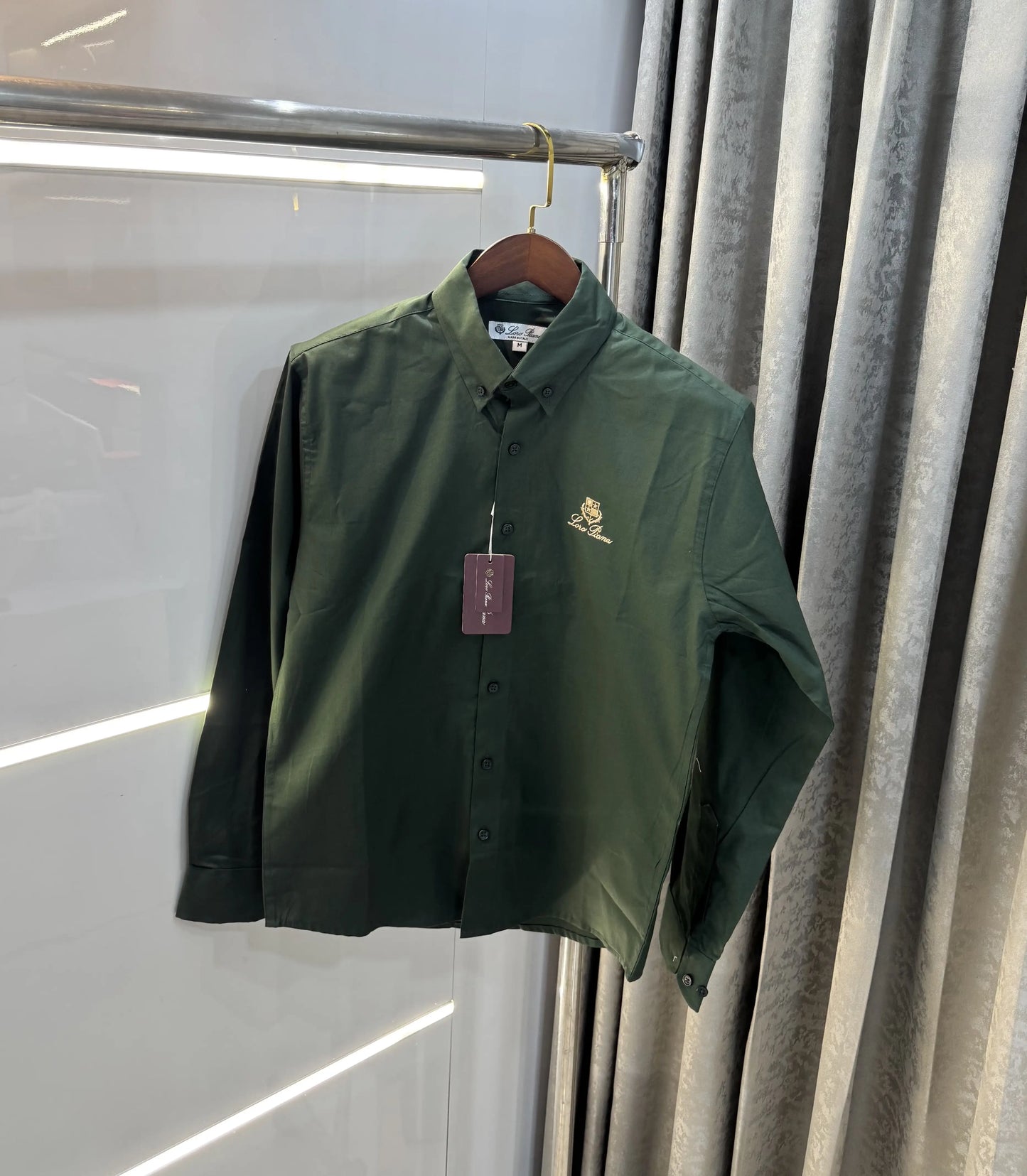 Loro Piana Green Embroidery Logo Premium Shirt