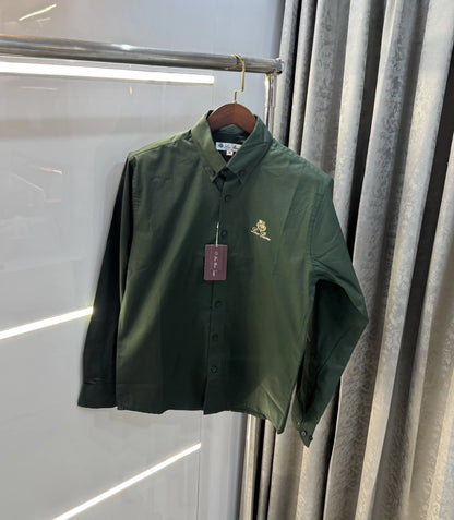 Loro Piana Green Embroidery Logo Premium Shirt