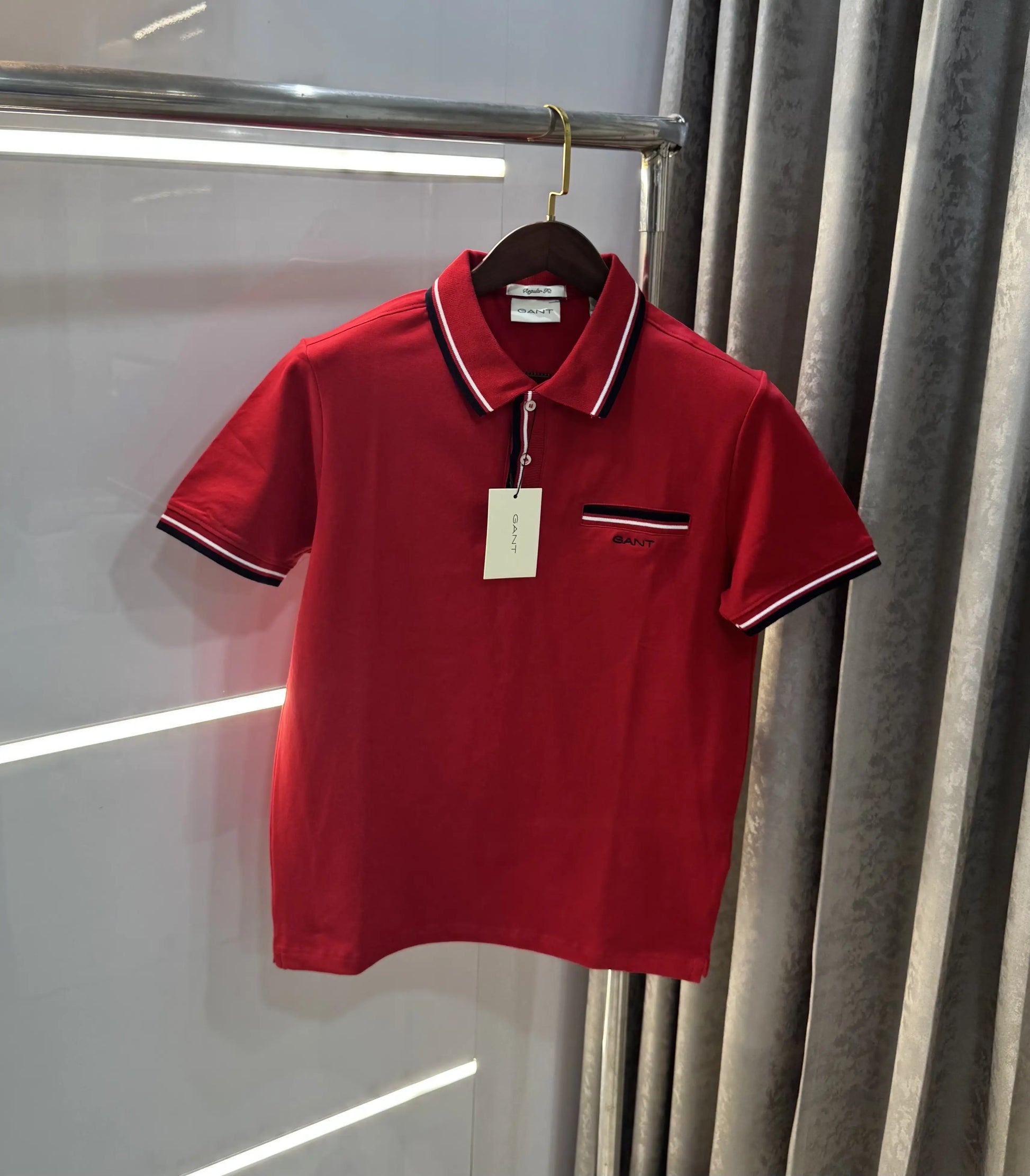 Gant Red Embroidery Logo Premium Polo T-shirt