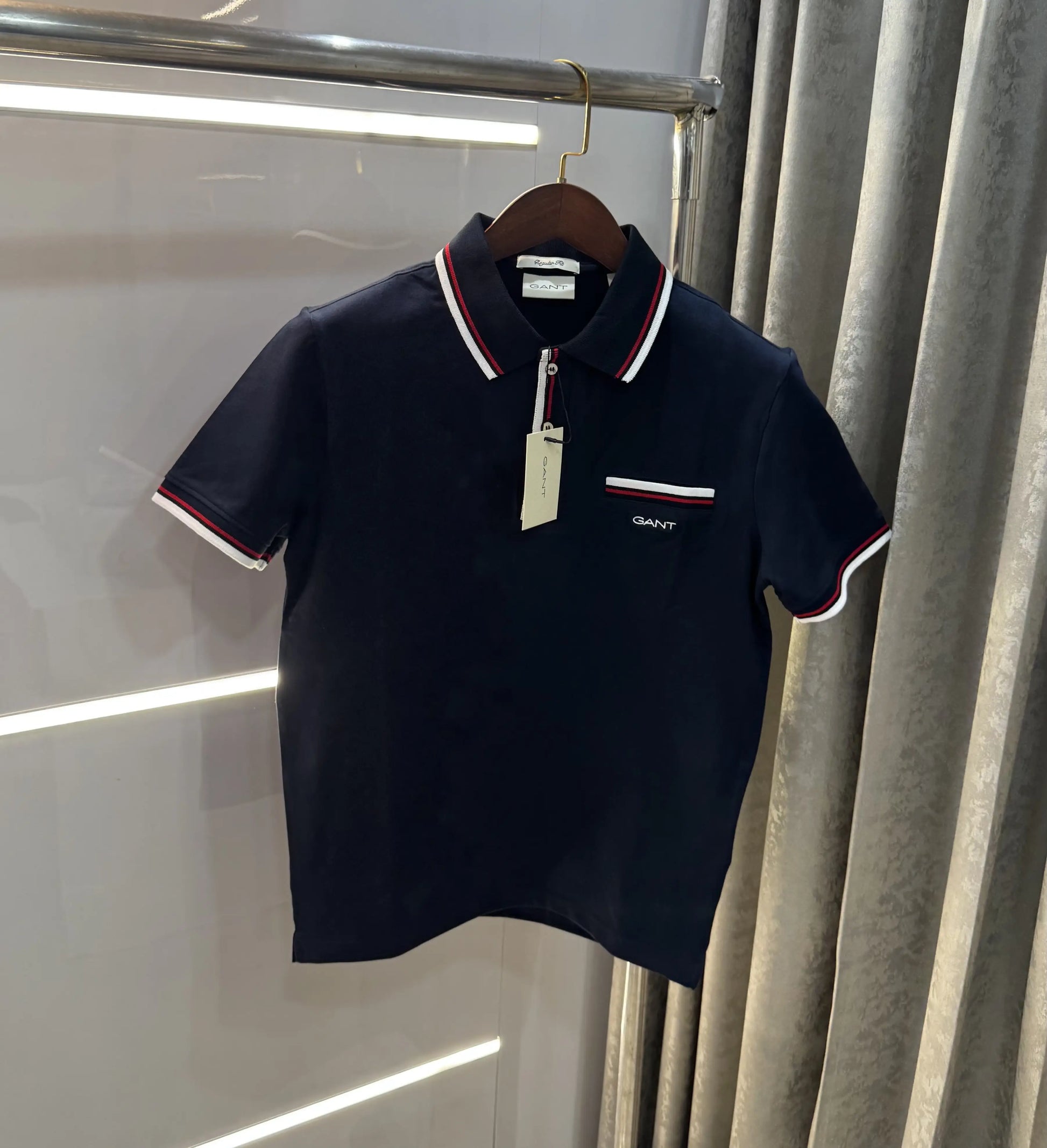 Gant Navy Blue Embroidery Logo Premium Polo T-shirt