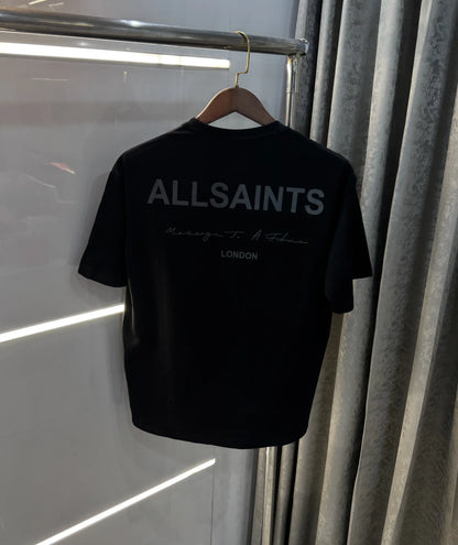 All Saints Black Logo Print Imported Oversized T-Shirt