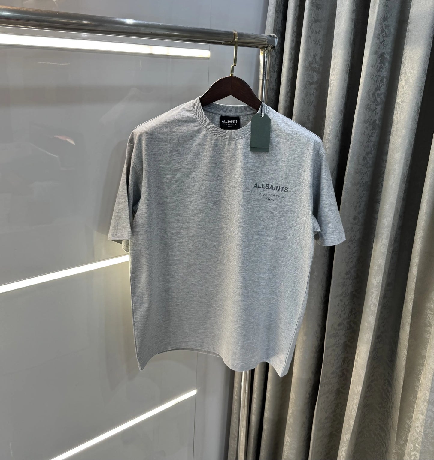 All Saints Grey Logo Print Imported Oversized T-Shirt