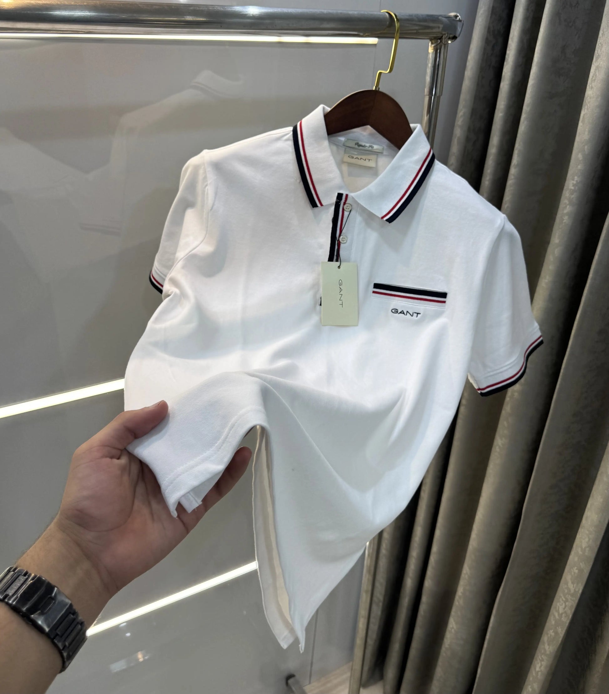 Gant White Embroidery Logo Premium Polo T-shirt