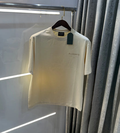 All Saints Cream Logo Print Imported Oversized T-Shirt