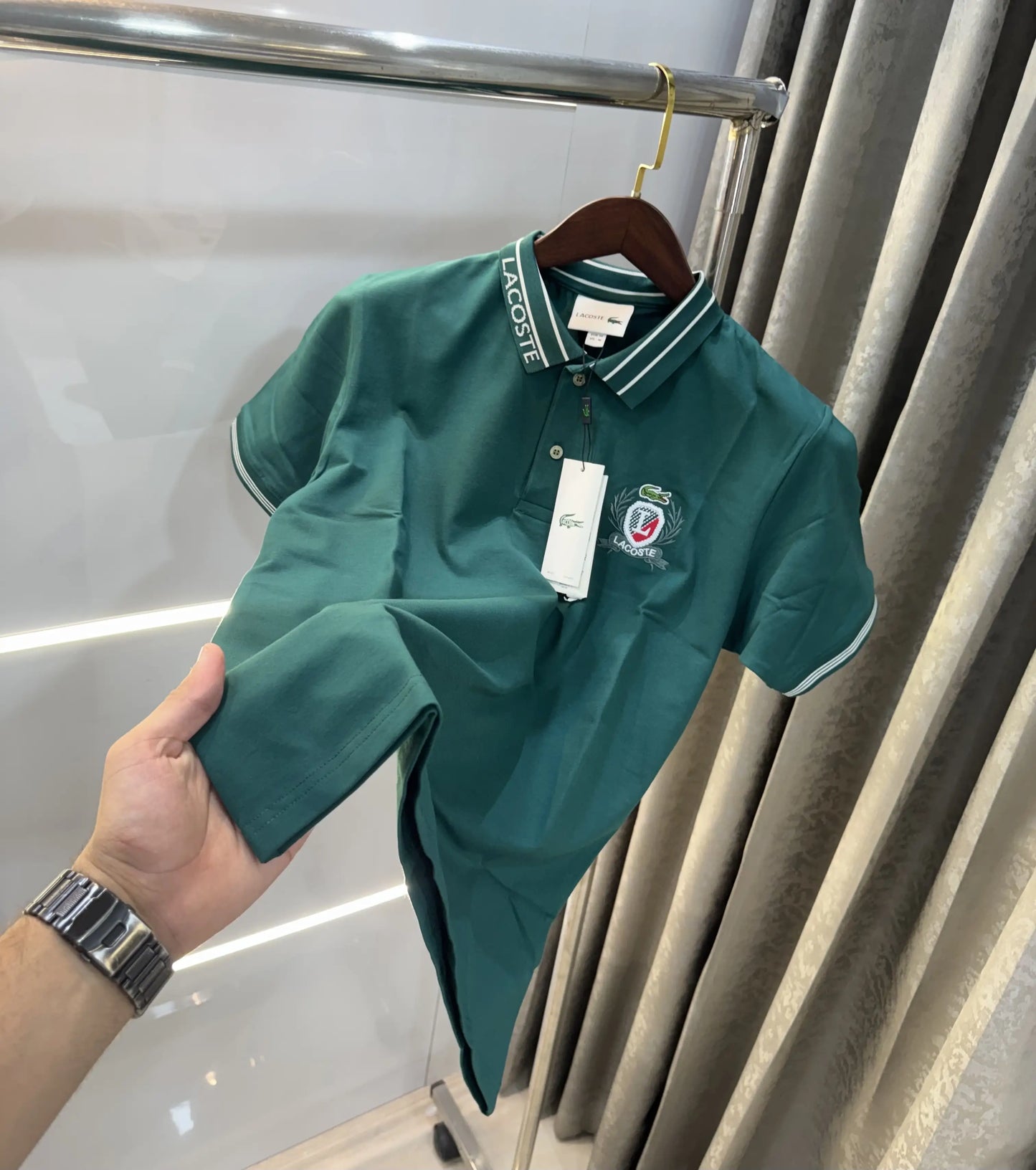 Lacoste Green Embroidery Logo Premium Polo T-shirt