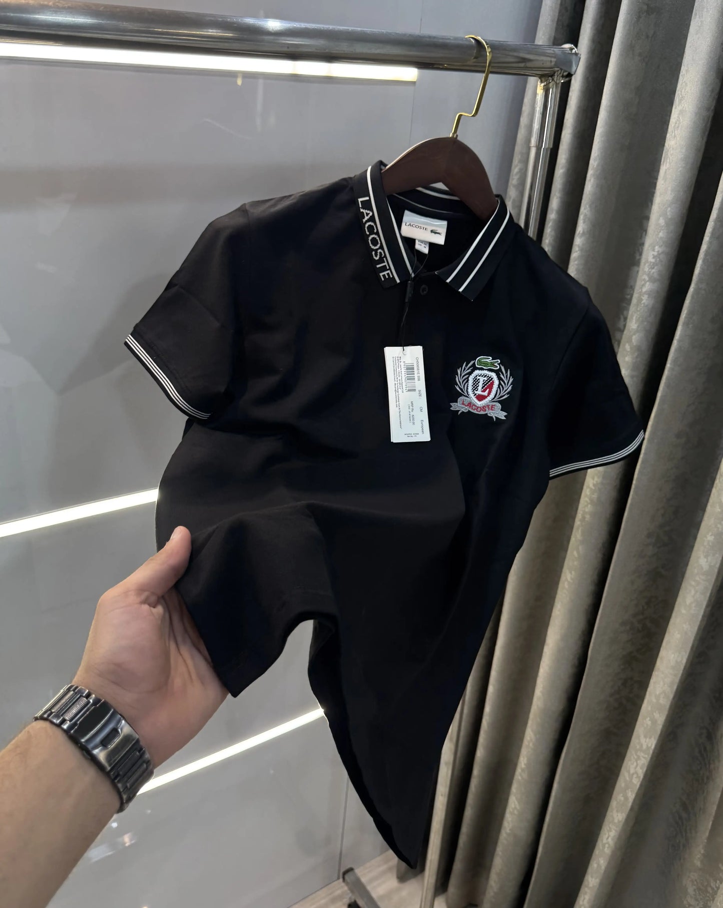 Lacoste Black Embroidery Logo Premium Polo T-shirt
