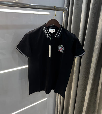 Lacoste Black Embroidery Logo Premium Polo T-shirt