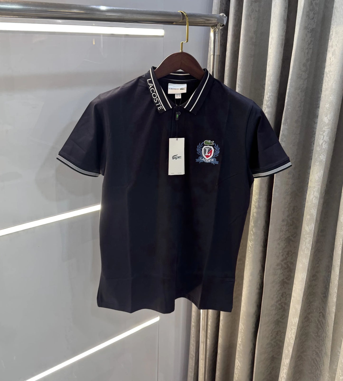 Lacoste Navy Blue Embroidery Logo Premium Polo T-shirt