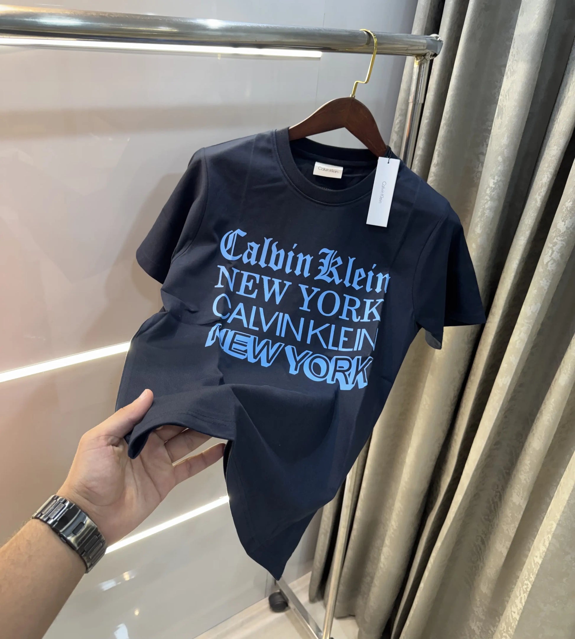 Calvin Klein Navy Blue Logo Work Premium T-Shirt