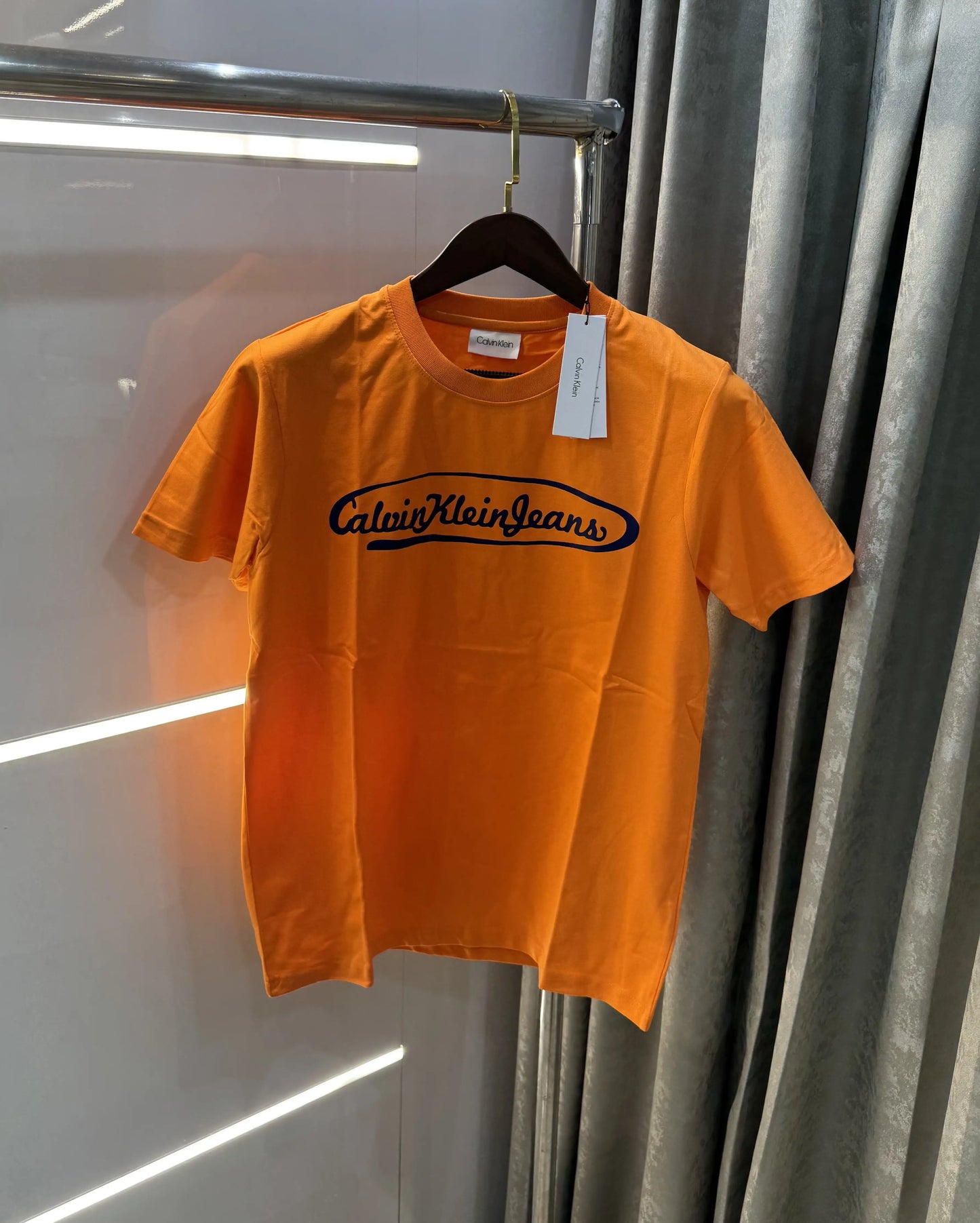 Calvin Klein Orange Logo Work Premium T-Shirt