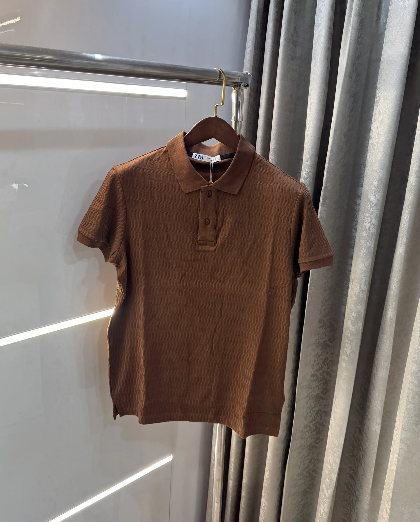 Zar a Brown Knitted Polo T-shirt
