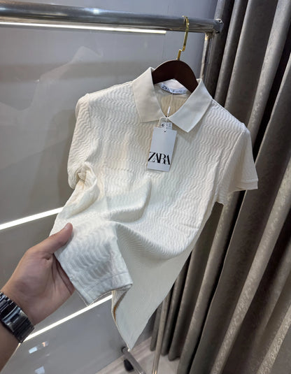Zar a Cream Knitted Polo T-shirt