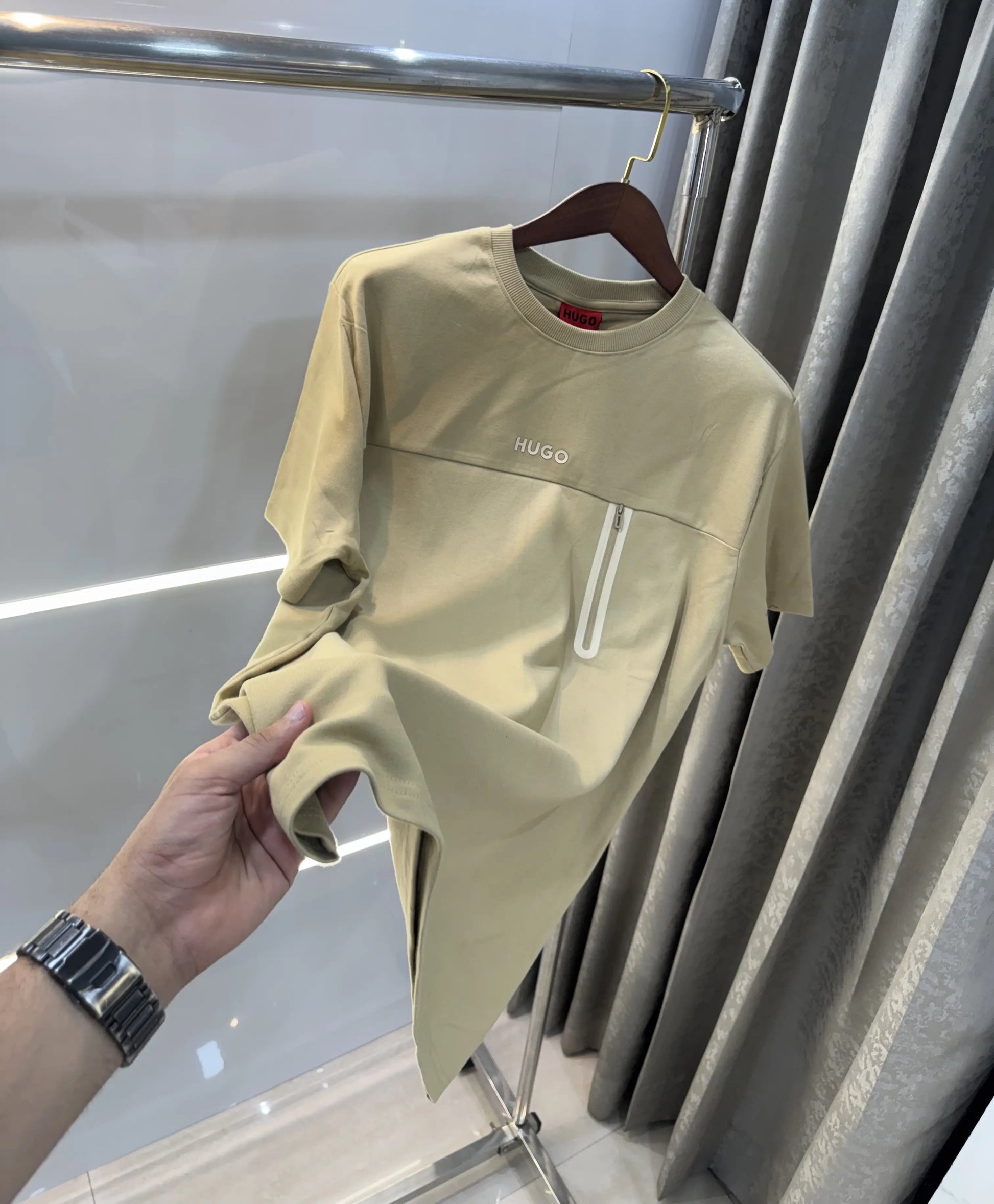 Hugo Boss Beige Logo Print Premium T-shirt