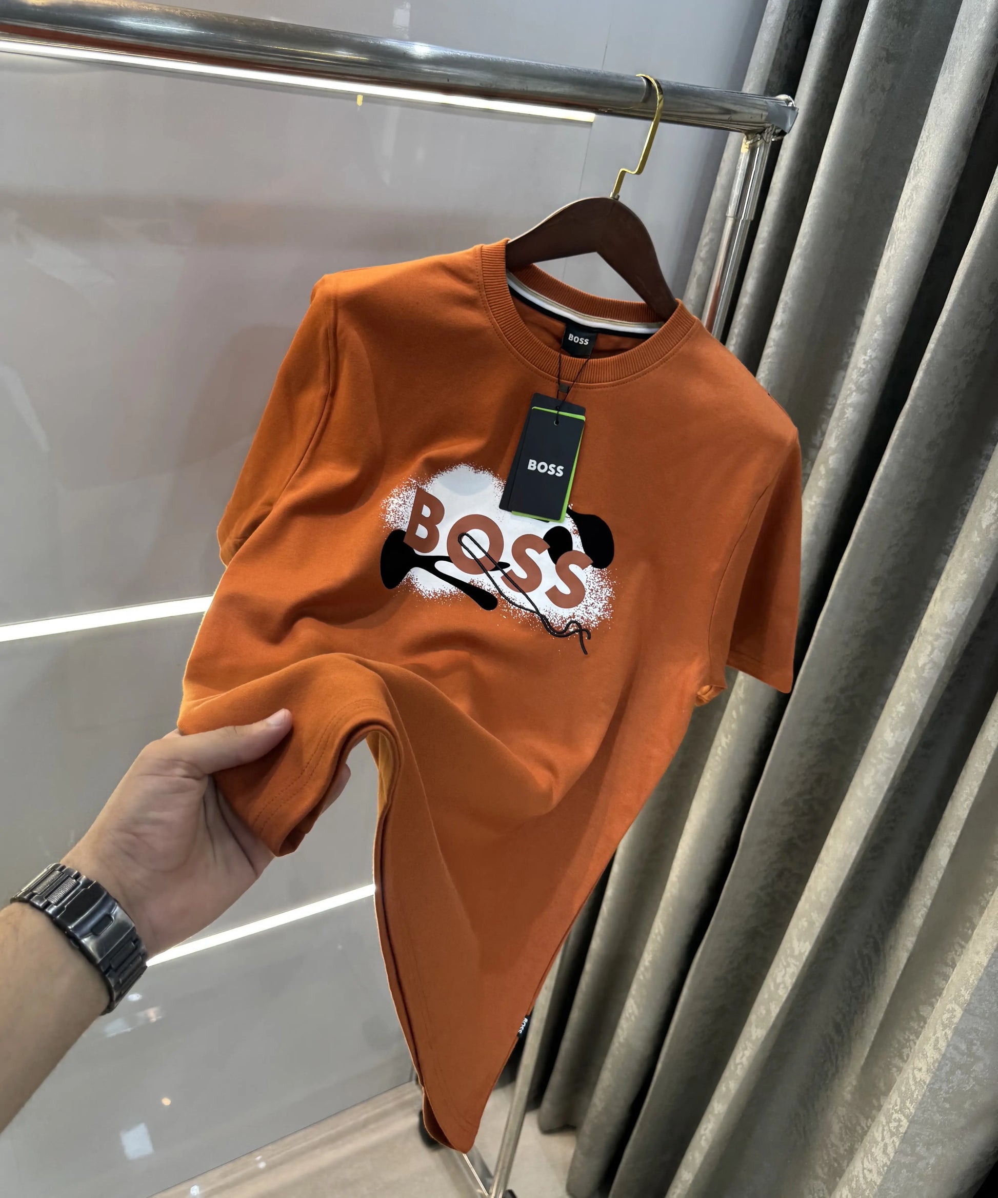 Hugo Boss Rust Logo Print Premium Oversized T-shirt