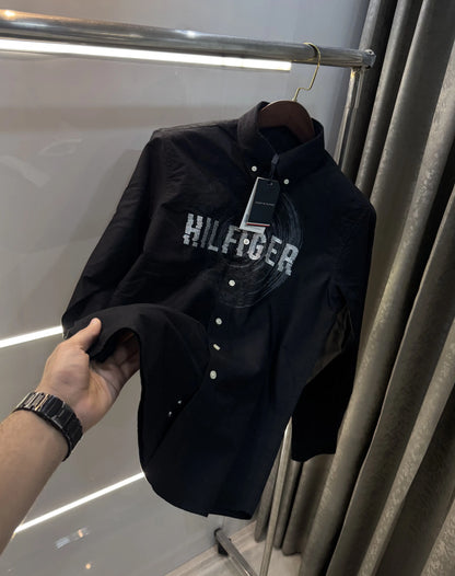 Tommy Hilfiger Black Embroidery Logo Work Premium Shirt