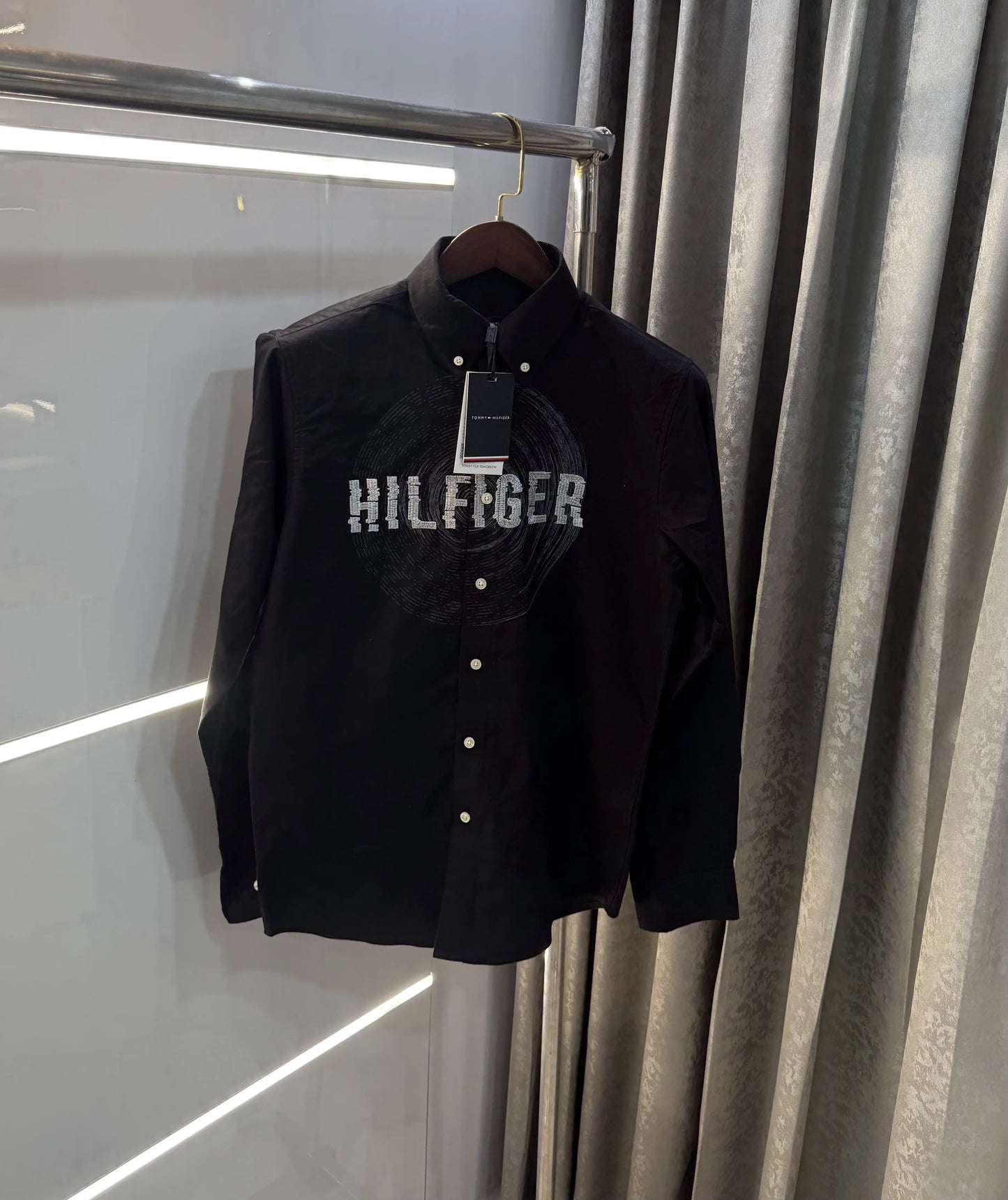 Tommy Hilfiger Black Embroidery Logo Work Premium Shirt