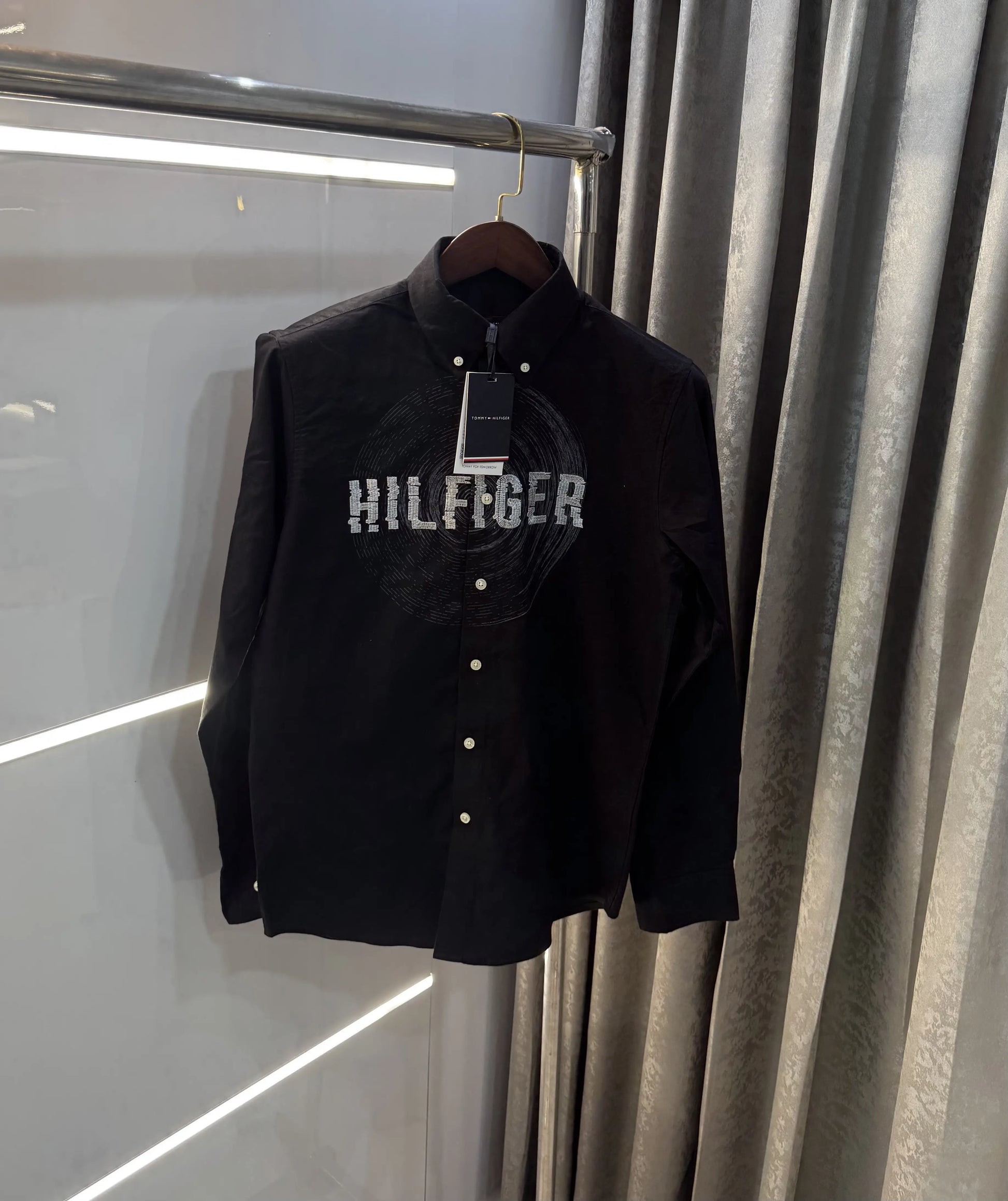 Tommy Hilfiger Black Embroidery Logo Work Premium Shirt