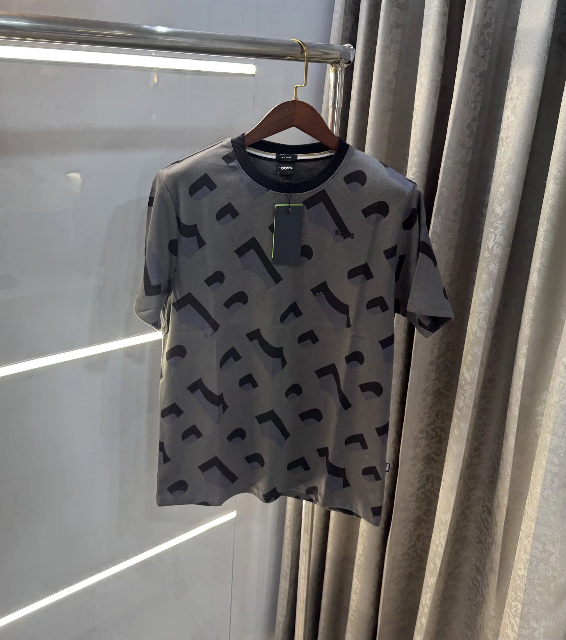 Hugo Boss Grey Logo Print Premium Oversized T-shirt