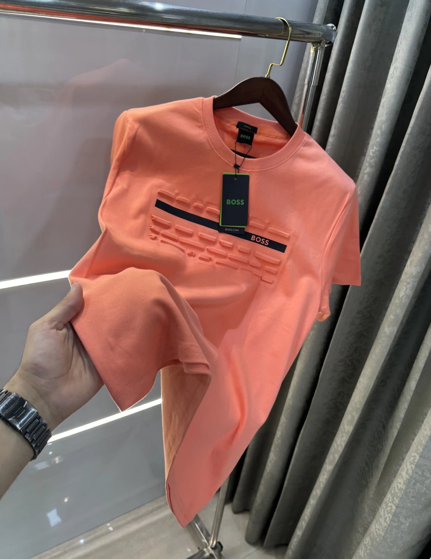 Hugo Boss Peach Logo Print Premium Oversized T-shirt