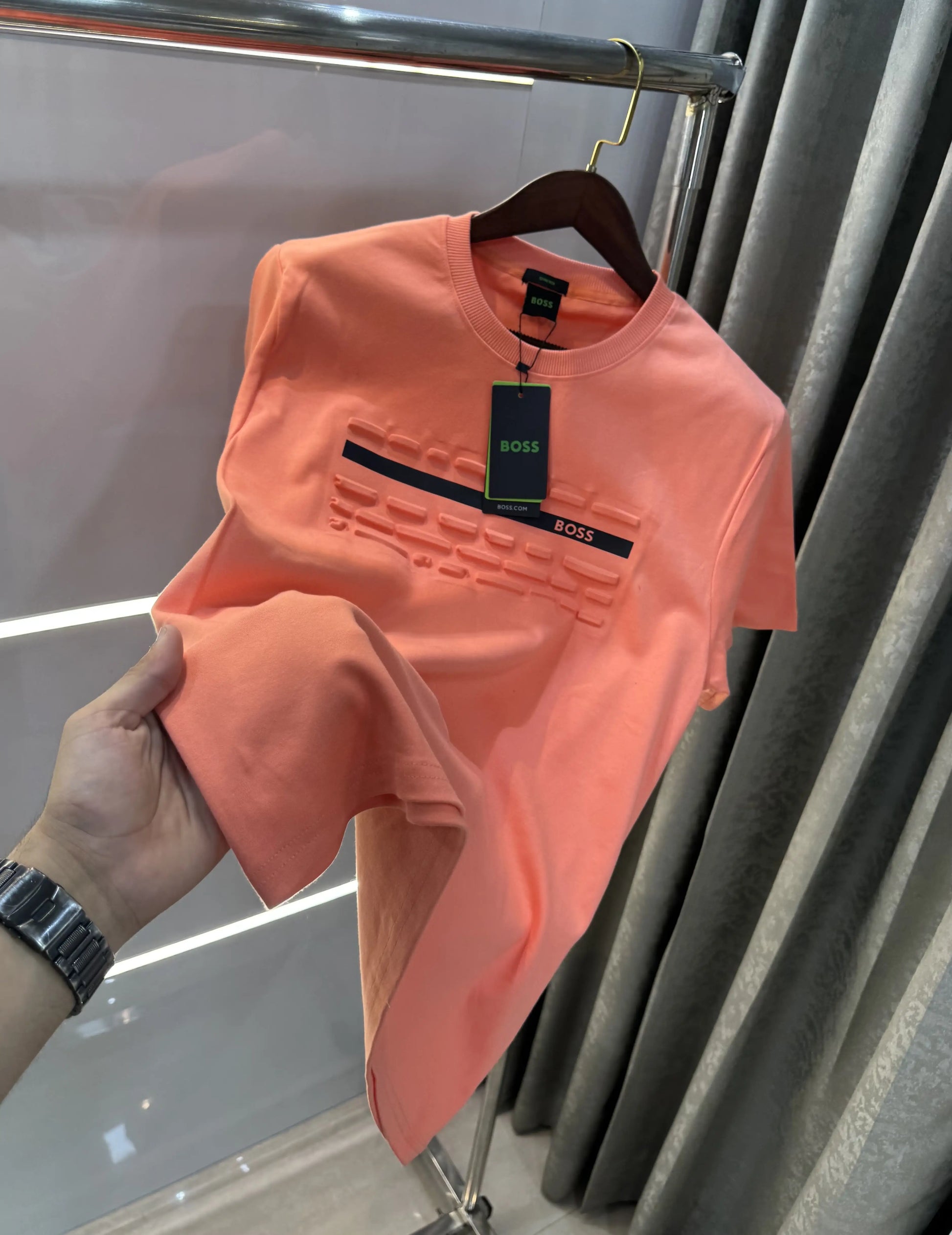 Hugo Boss Peach Logo Print Premium Oversized T-shirt