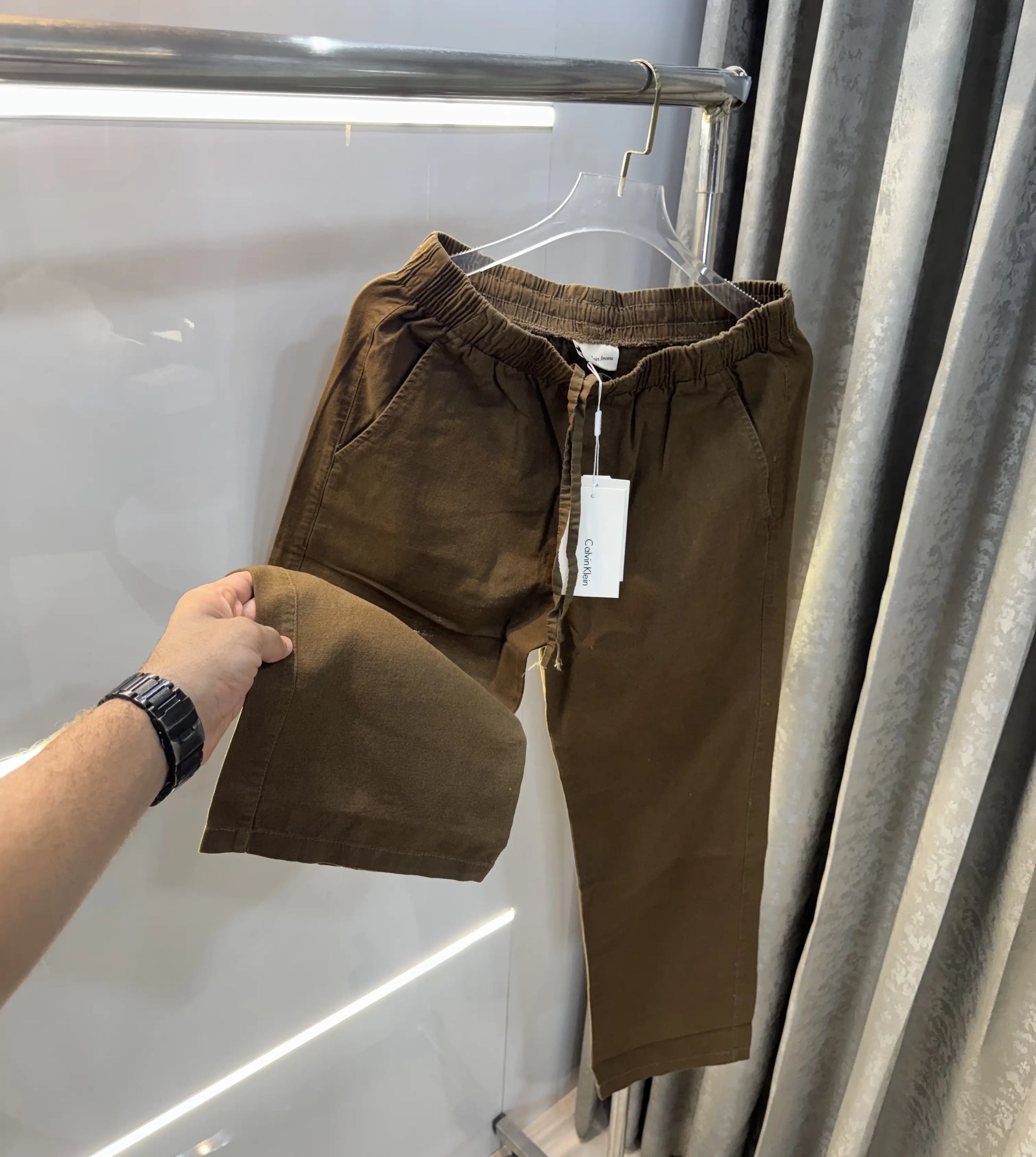 Calvin Klein Brown Premium Linen Trouser