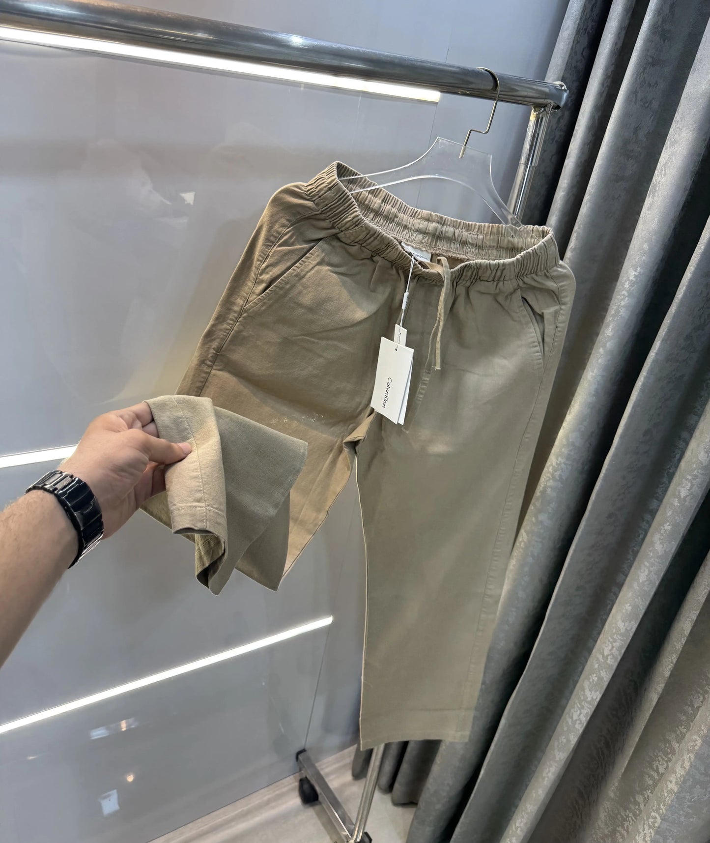 Calvin Klein Beige Premium Linen Trouser