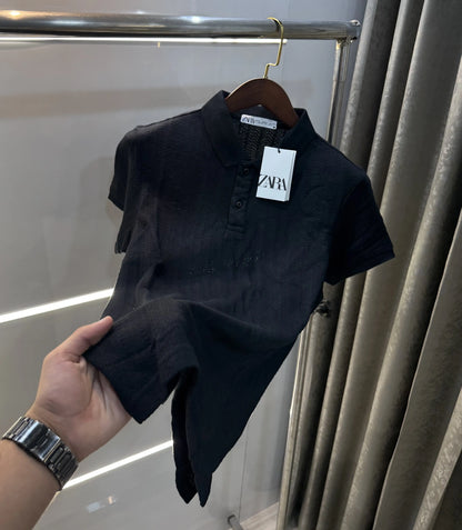 Zar a Black Premium Knitted Polo T-shirt
