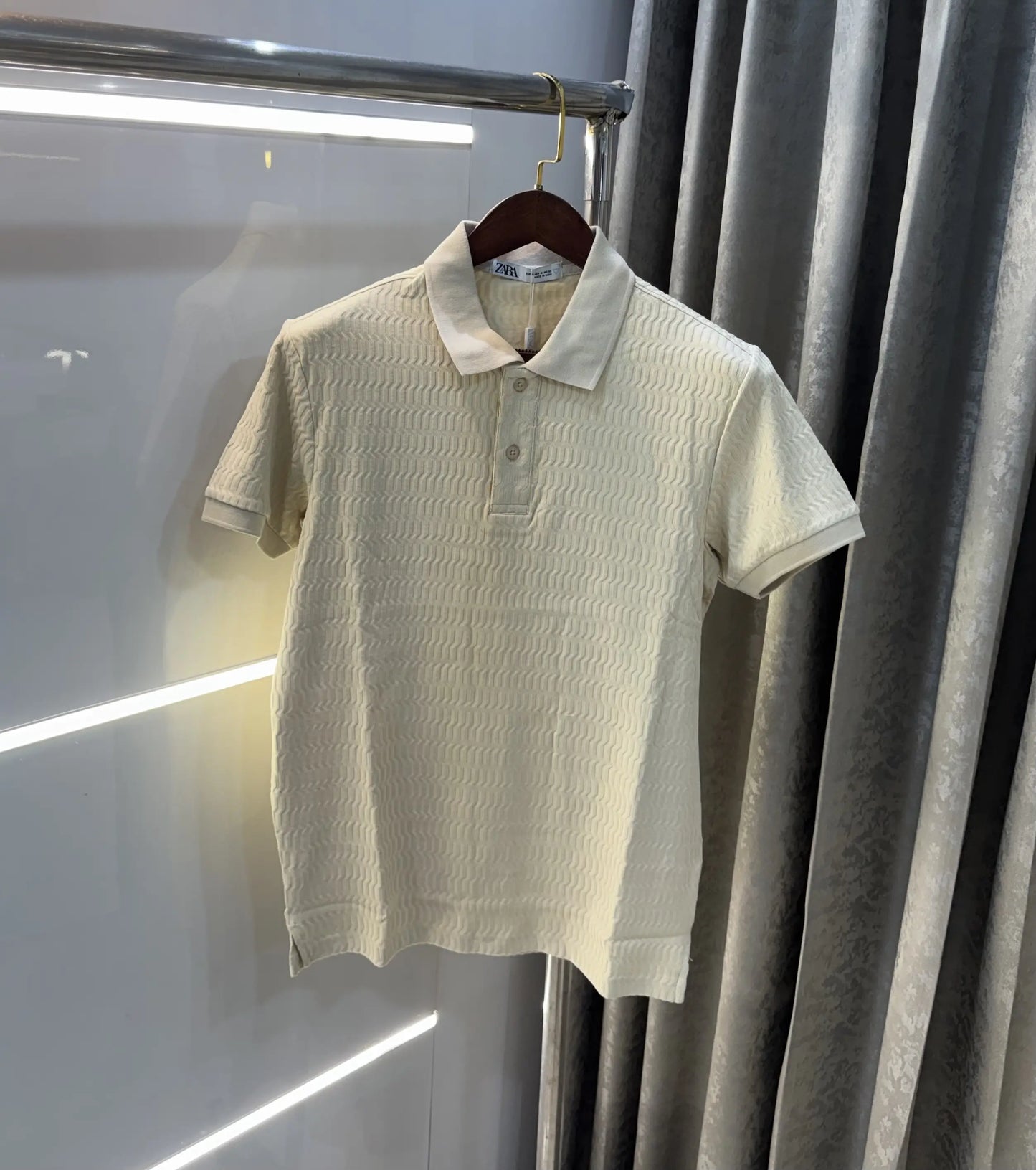 Zar a Beige Premium Knitted Polo T-shirt