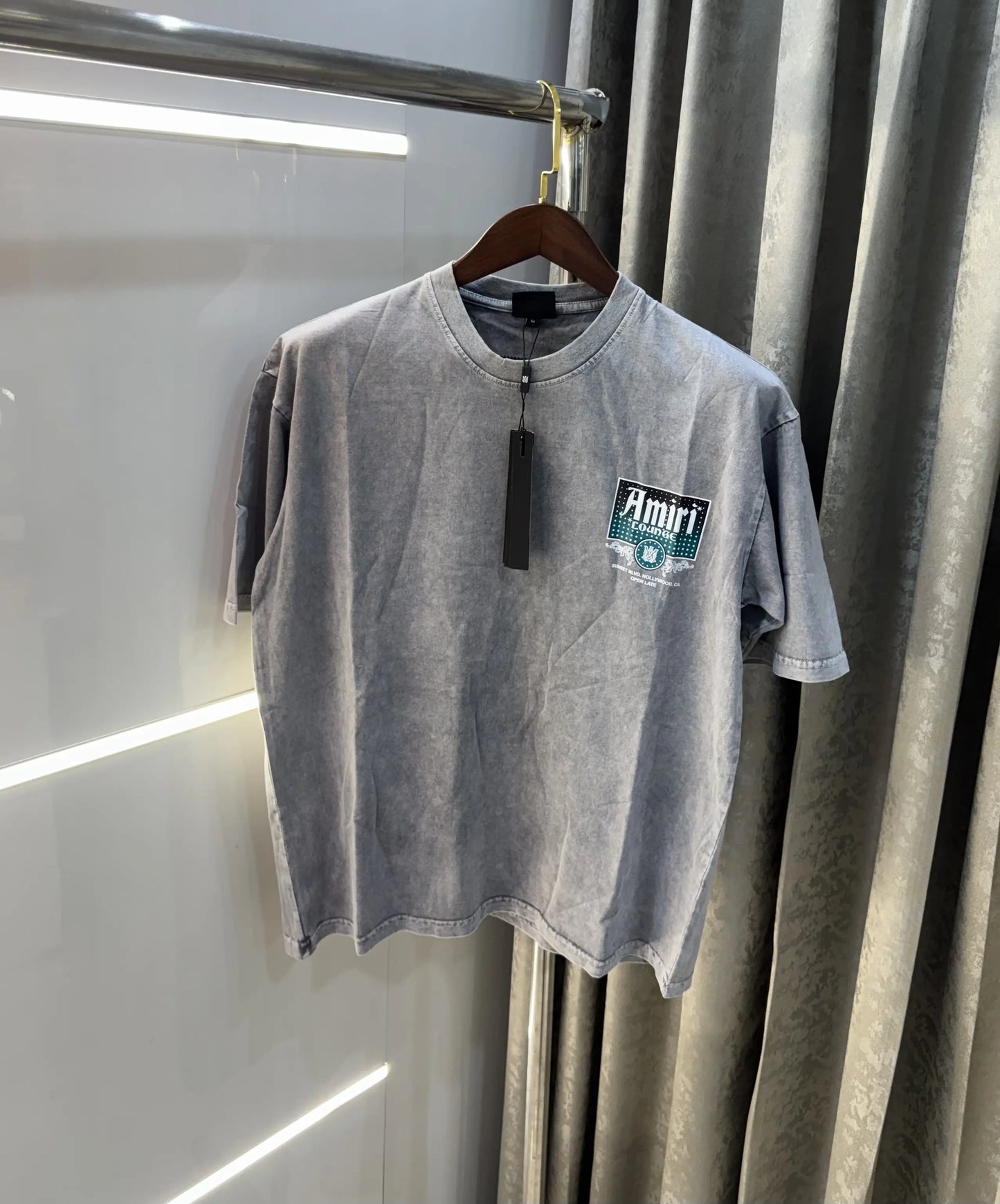 Amiri Light Grey Printed Premium T-shirt
