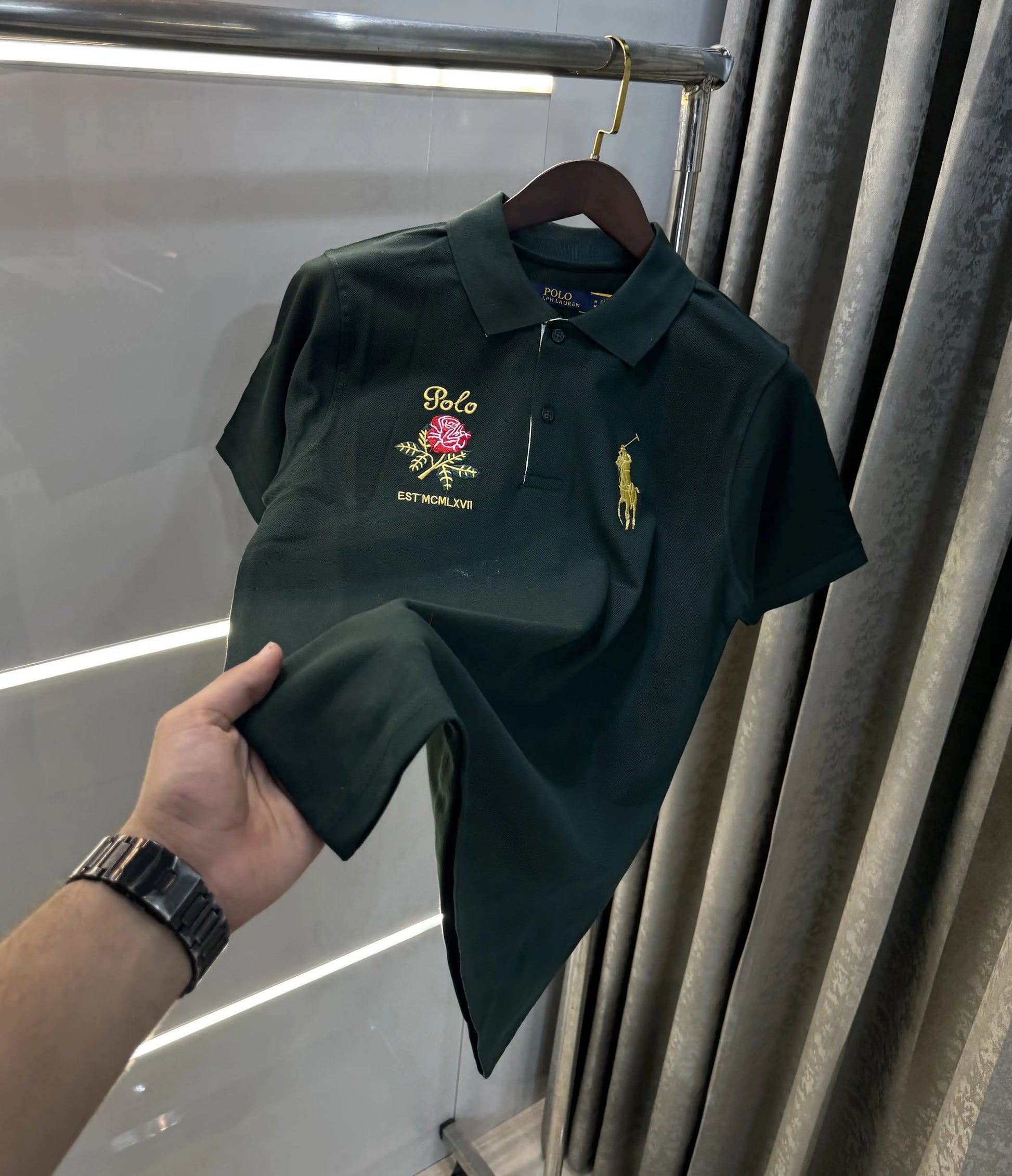 Ralph Lauren Olive Logo Work Premium Polo T-shirt