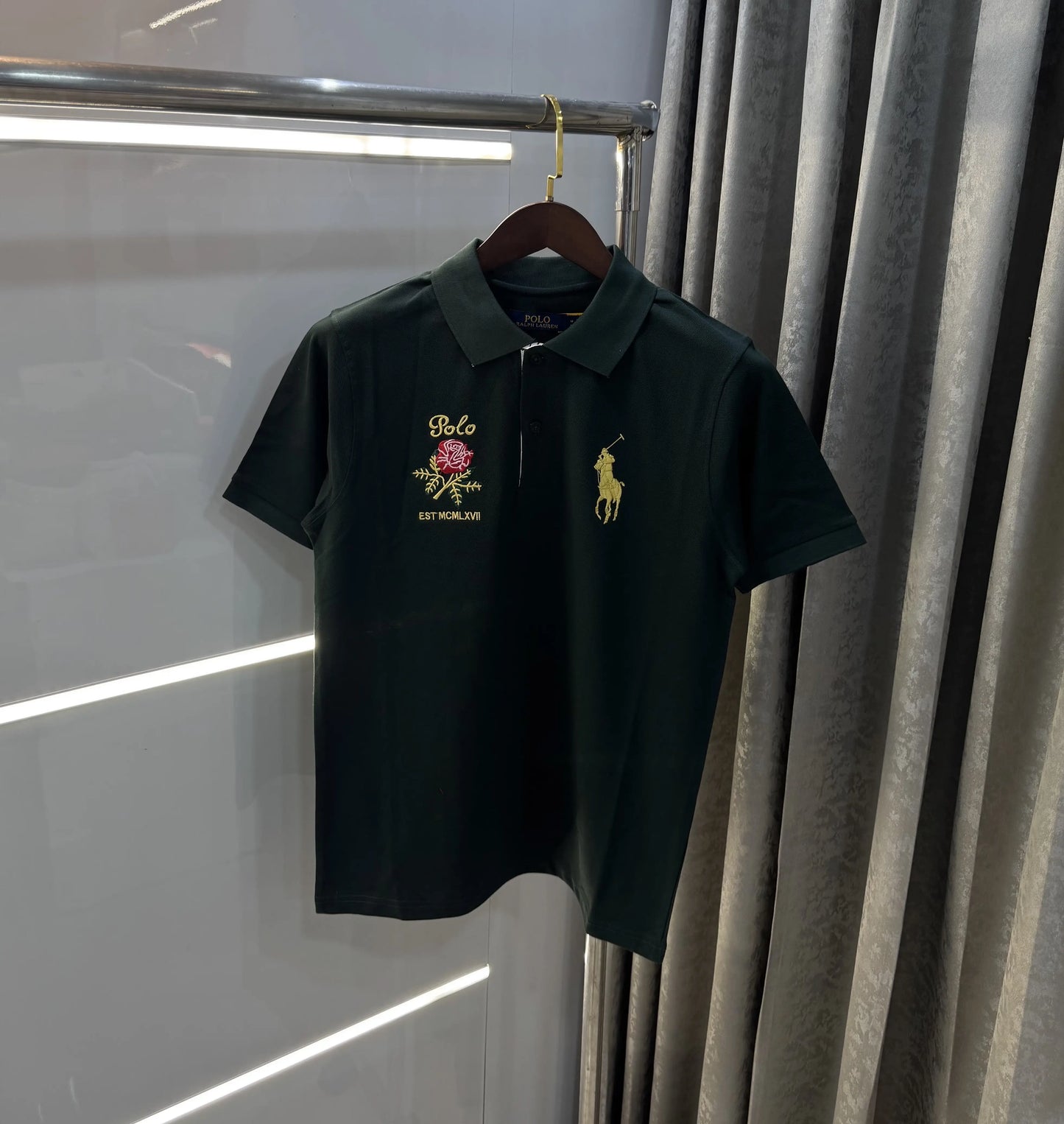 Ralph Lauren Olive Logo Work Premium Polo T-shirt