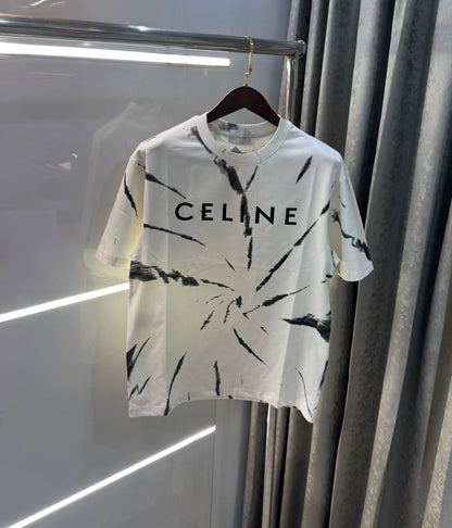 Celine White Printed Imported Oversized T-shirt