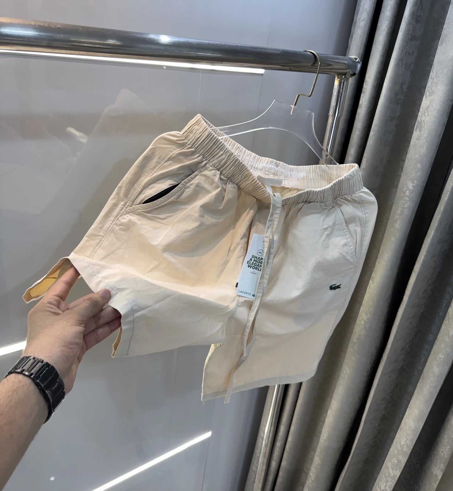 Lacoste Beige Embroidery Logo Premium 🩳Shorts