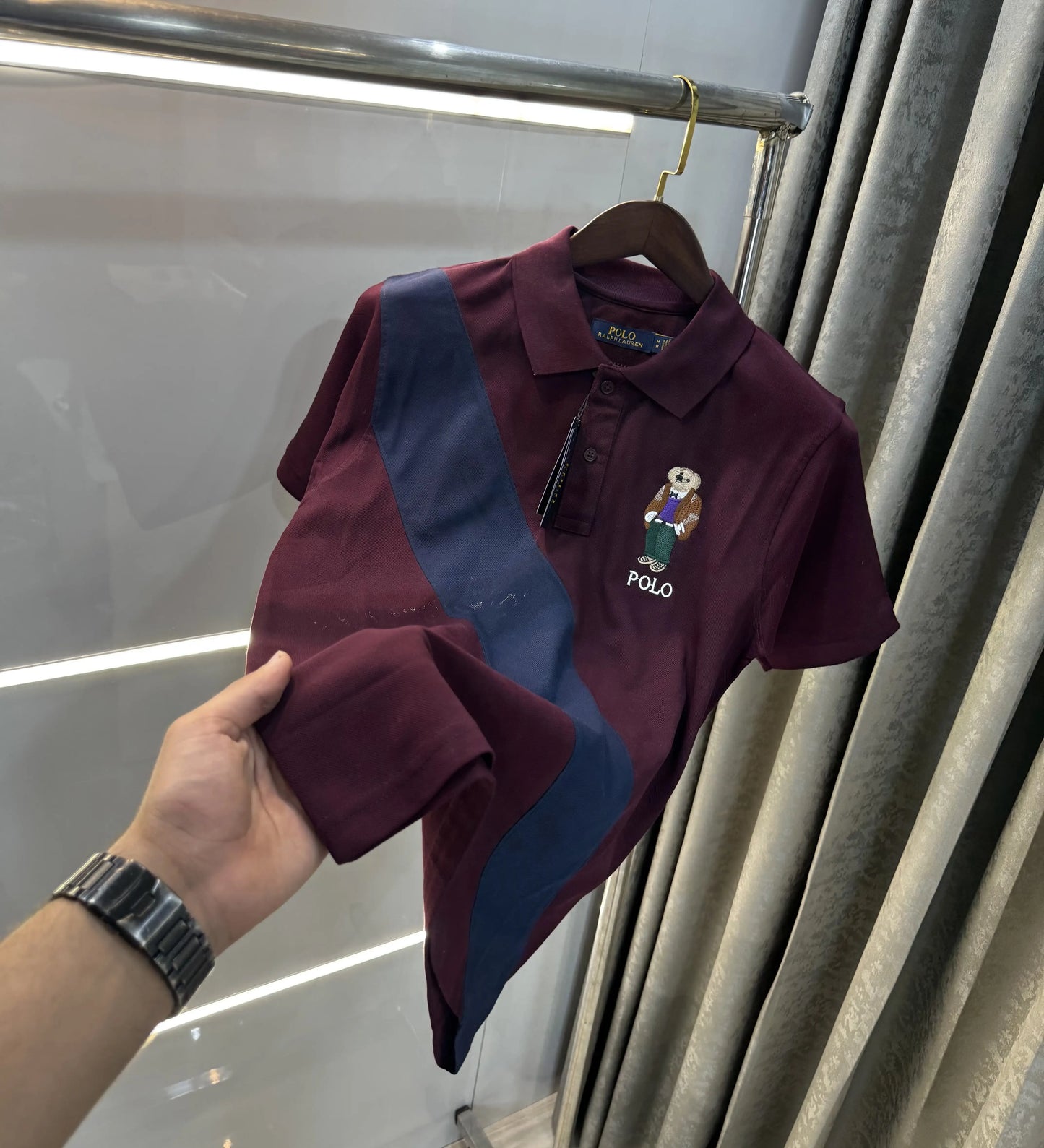 Ralph Lauren Wine Logo Work Premium Polo T-shirt