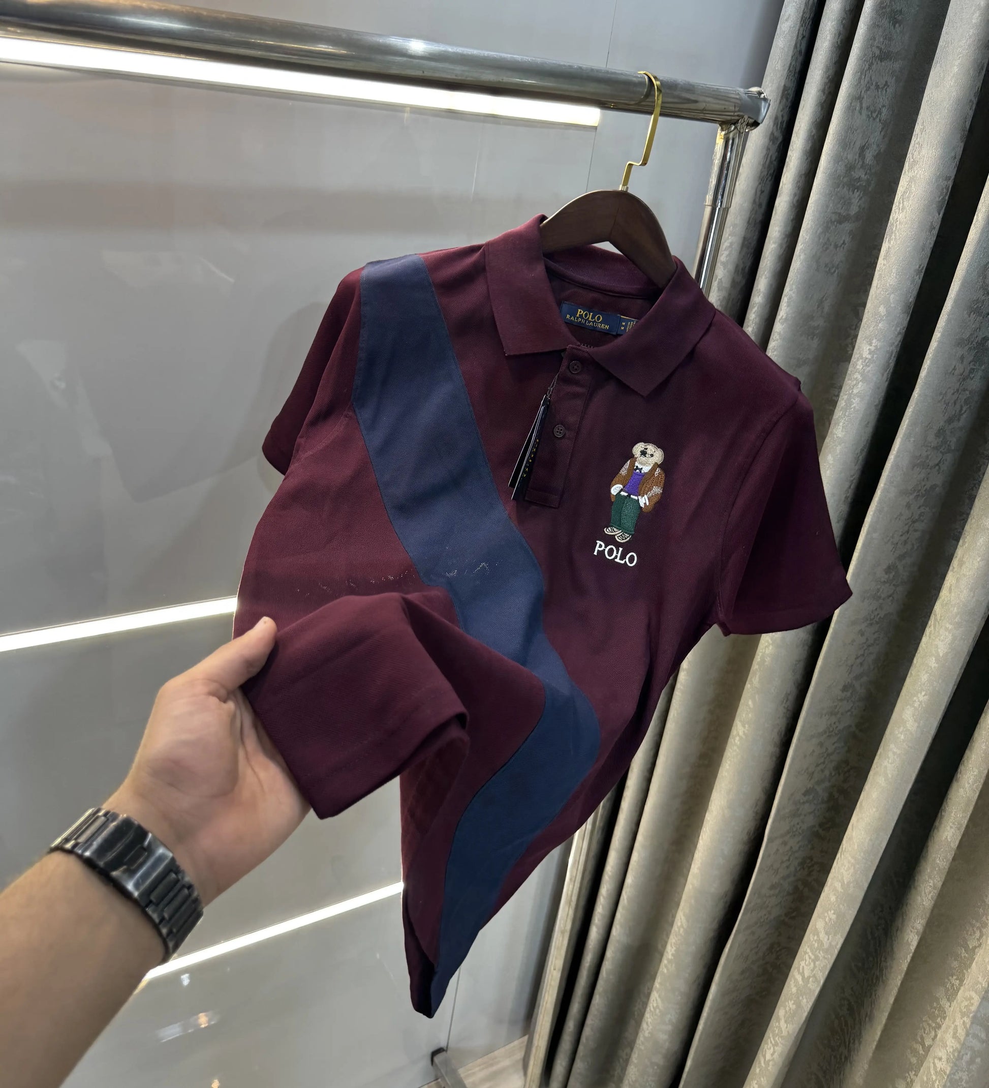 Ralph Lauren Wine Logo Work Premium Polo T-shirt