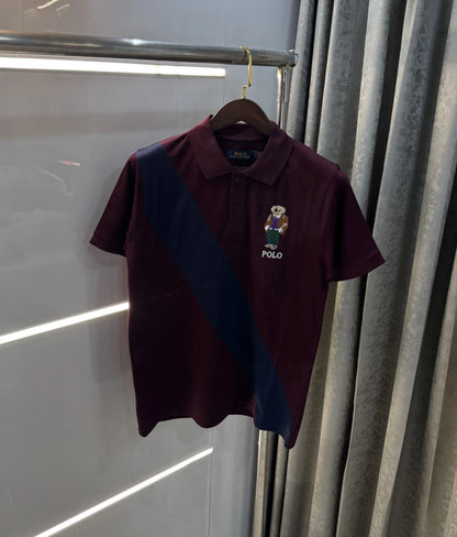 Ralph Lauren Wine Logo Work Premium Polo T-shirt