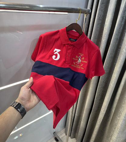 Ralph Lauren Red Logo Work Premium Polo T-shirt