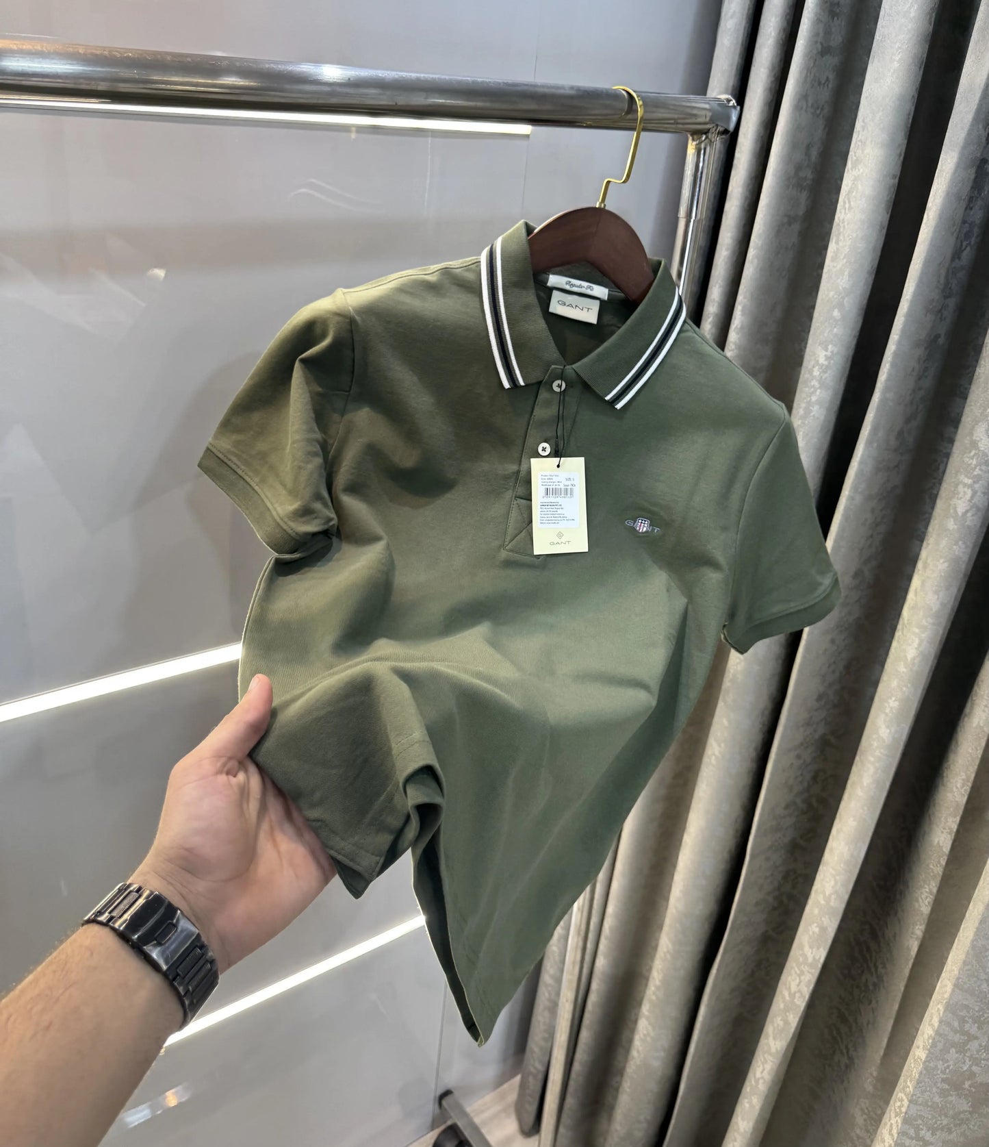 Gant Olive Green Logo Work Premium Polo T-shirt