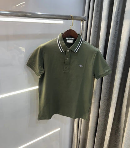 Gant Olive Green Logo Work Premium Polo T-shirt