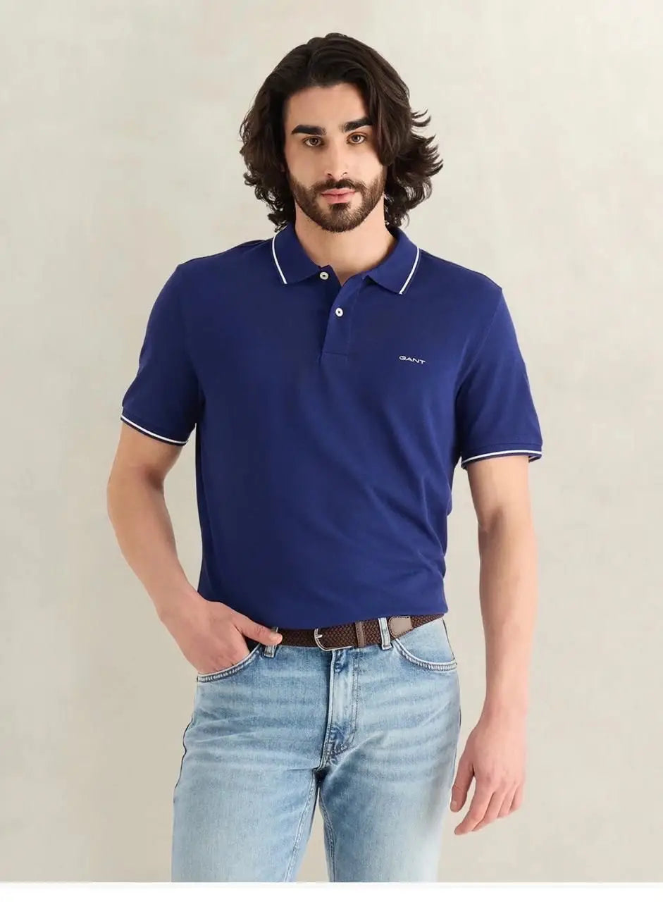 Gant Petrol Blue Logo Work Premium Polo T-shirt