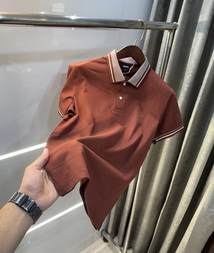 Hugo Boss Rust Embroidery Logo Premium Polo T-shirt