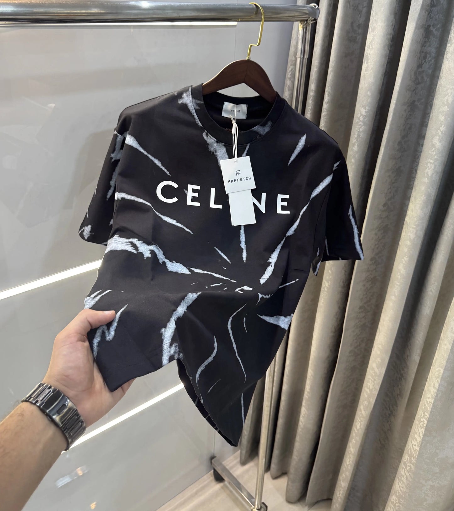 Celine Black Printed Imported Oversized T-shirt