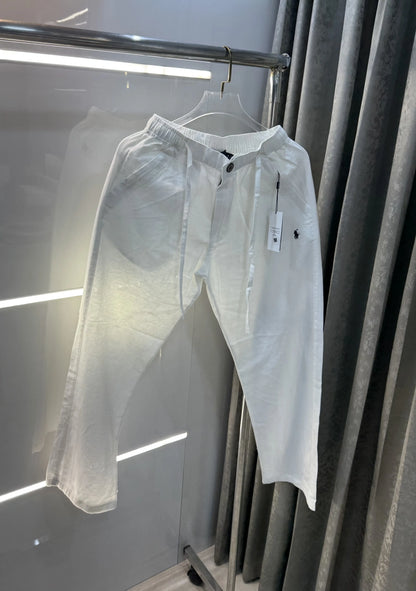 Ralph Lauren White Premium Linen Trouser