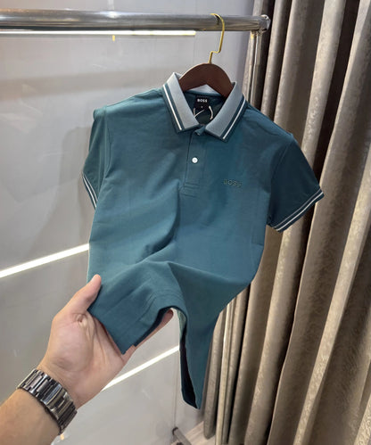 Hugo Boss Bottle Green Embroidery Logo Premium Polo T-shirt
