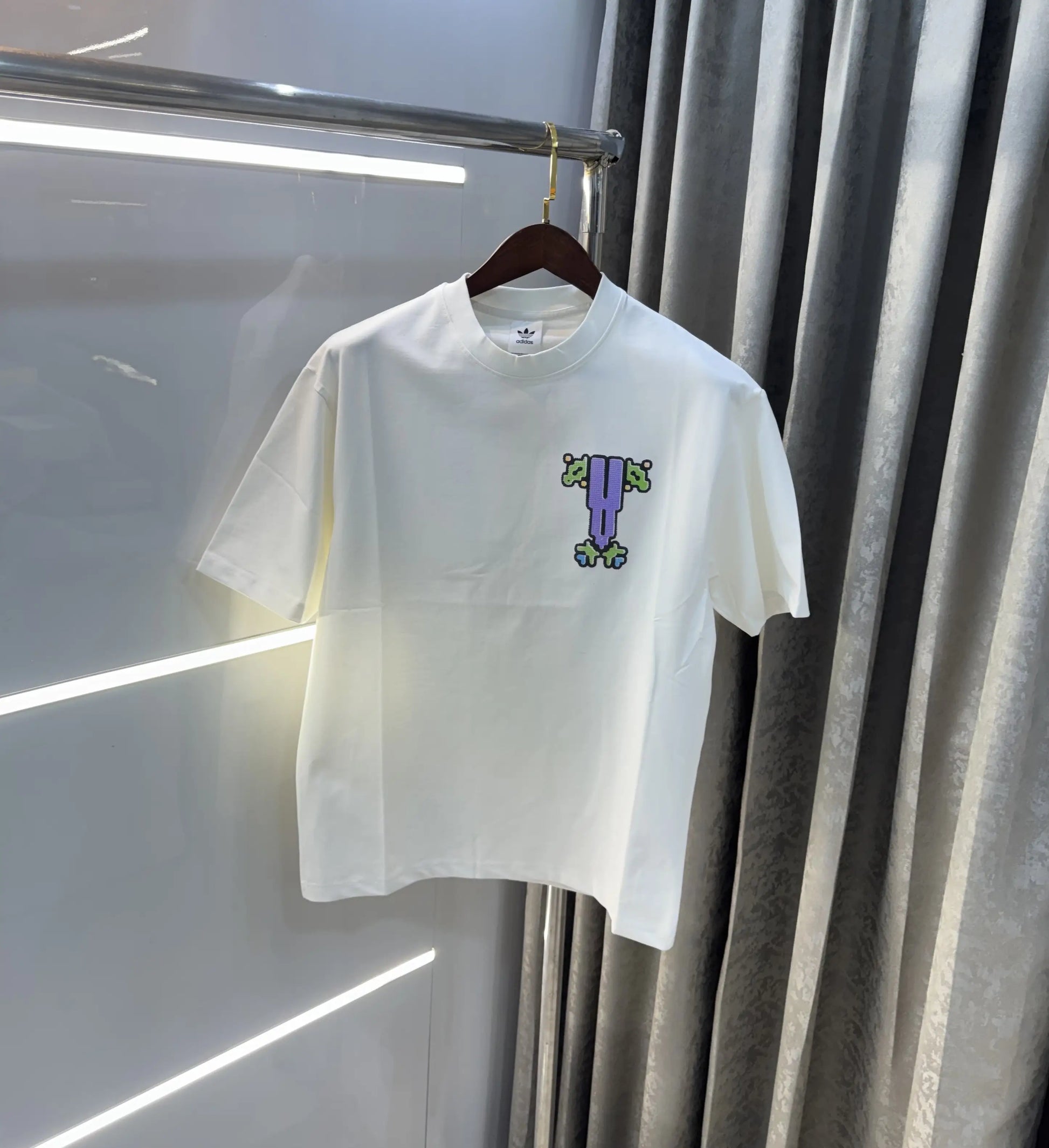 Adidas White Logo Print Imported Oversized T-Shirt