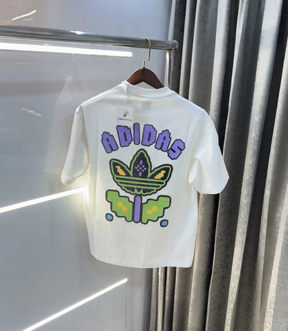 Adidas White Logo Print Imported Oversized T-Shirt