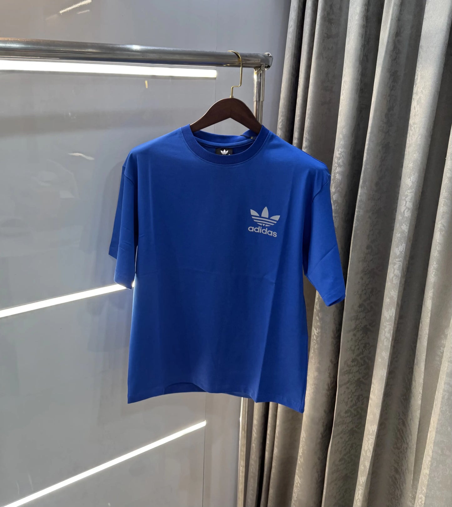 Adidas Blue Reflective Logo Print Imported Oversized T-Shirt