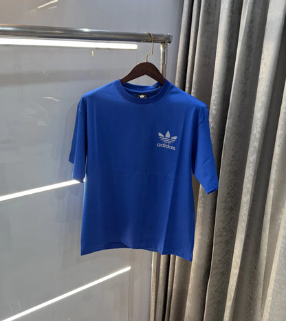 Adidas Blue Reflective Logo Print Imported Oversized T-Shirt
