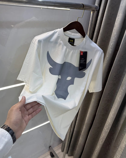 Under Armour White Reflective Logo Print Imported Oversized T-Shirt